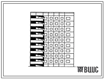 Типовой проект 121-0151.13.87 9-этажная торцевая правая блок-секция на 36 квартир 2.2.2.3 для строительства в Оренбургской области