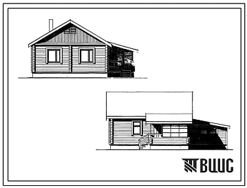 Типовой проект 186-214-8 Дом с двухкомнатной квартирой, сблокированный с хозяйственной постройкой. Общая площадь 63 м2