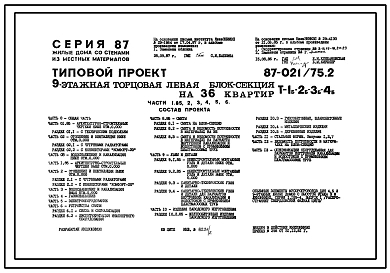 Типовой проект 87-021/75.2 9-этажная торцовая левая блок-секция Р-1Б-2Б-3Б-4Б на 36 квартир