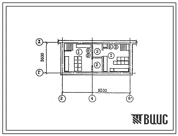 Типовой проект П-5-20(171-210-43.13.86) Хозяйственные помещения в подвале двухэтажного жилого дома с поэтажным расположением квартир типа 2б-3б (убежище на 20 человек, размеры убежища 8,1м на 3,6м, режимы вентиляции 1,2).