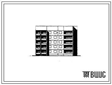 Фасады Типовой проект 90.1-084.84 Блок-секция 5-этажная 20-квартирная 1Б-3Б-3Б-4Б угловая (90 градусов) для городов Ульяновск, Воронеж, Иваново, Калининград, Тамбов