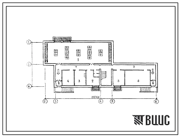 Типовой проект П-2-100(214-1-222) Хозяйственно-бытовые помещения в подвале детских яслей-сада на 90 мест, (убежище на 100 человек, размеры убежища 29,7м на 12,6м, режимы вентиляции 1,2).