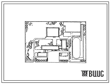 Типовой проект 234-2-12п Унифицированное здание техникума на 960 учащихся. Схема генерального плана.