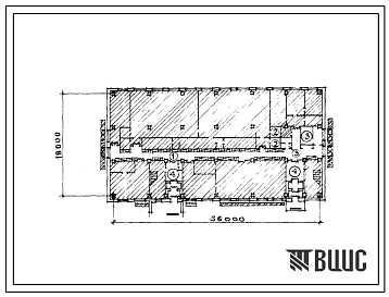Типовой проект П-4-156(416-4-89) Помещения 1 этажа здания бытовых помещений на 250 рабочих с буфетом, приспосабливаемые под ПРУ (убежище на 156 человек, размеры убежища 36м на 18м, режимы вентиляции 1,2,3).