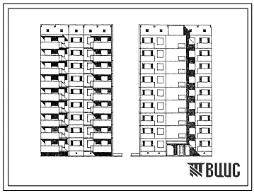 Типовой проект 173-015с.84 Блок-секция 9-этажная 27-квартирная торцевая правая 4А-1Б-1А. Для строительства в 4Б климатическом подрайоне Азербайджанской ССР сейсмичностью 7 баллов.