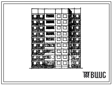 Типовой проект 97-069/1 Девятиэтажная блок-секция рядовая правая на 27 квартир (двухкомнатных 2Б-9, трехкомнатных 3Б-9, четырехкомнатных 4Б-9). Для строительства в 1В климатическом подрайоне