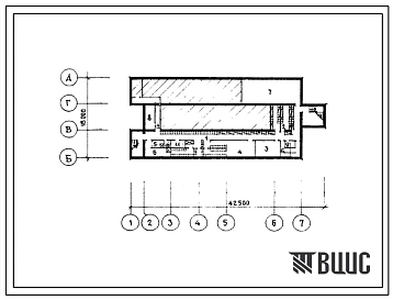 Типовой проект П-4-210(244-05-96.88) Хозяйственно-бытовые помещения подвала клуба-столовой для пионерских лагерей-баз отдыха на 160-120 мест со стенами из кирпича, (убежище на 210 человек, размеры убежища 42,5м на 18м, режимы вентиляции 1,2,3).