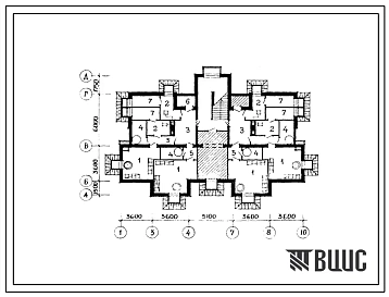 Типовой проект П-4-10(144-000-773.13.88) Помещения подвала 4-х квартирного двухэтажного мансардного жилого дома с 2-х, 3-х, 4-х и 5-ти комнатными квартирами с стенами из кирпича, (убежище на 10 человек, размеры убежища 19,5м на 12,85м, режимы вентиляции 1
