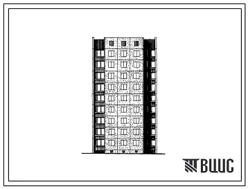 Типовой проект 1-464АС-091с Полусекция девятиэтажная 18-квартирная рядовая с торцовым окончанием без лестничной клетки 1Б-4Б (правая).