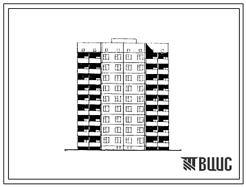 Типовой проект 96-068в.85 Девятиэтажная блок-секция торцевая на 54 квартиры. Для строительства в 3В климатическом подрайоне Украинской ССР (г.Макеевка) на подрабатываемых территориях