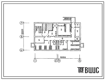 Типовой проект П-4-115(274-31-97сп.13.86) Подсобные помещения в подвале общественного центра сельского населенного пункта тип 1, (убежище на 115 человек, размеры убежища 18,38м на 12м, режимы вентиляции 1,2).
