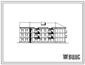 Типовой проект 174-027С.85 Блок-секция 3-этажная 2-секционная 21-квартирная торцовая правая 1А.1А.1Б.2Б-1А.2А.3Б