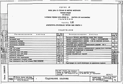Части 1.85, 2, 3, 4, 5, 6  Архитектурно-строительные чертежи, отопление и вентиляция, водоснабжение и канализация, газоснабжение, электрооборудование, устройства связи на отм. выше 0.000