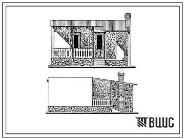 Типовой проект 185-000-568с.13.86 Одноэтажный 2-комнатный летний садовый домик с летней кухней (для Азербайджанской ССР)