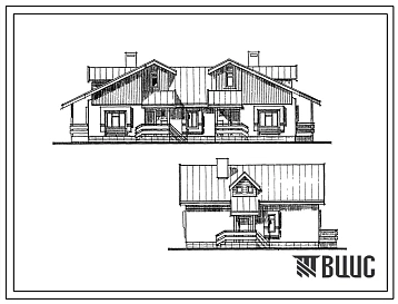 Типовой проект 184-16-121.13.88 Одноэтажный 2-квартирный жилой дом с 2-комнатными квартирами со стенами из кирпича (для строительства в Ленинградской области)