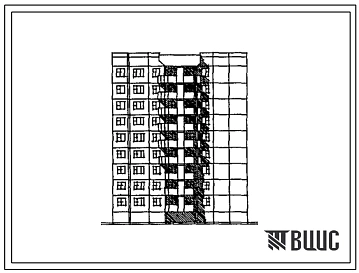 Типовой проект 112-080.90 Блок-секция 9-этажная 36-квартирная торцевая правая 1.2.3.4