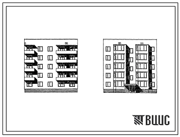 Типовой проект 87-015/72/1 Блок-секция рядовая правая на 15 квартир типа 2Б. Со стенами из кирпича.