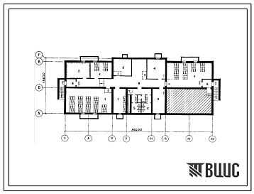 Типовой проект П-2-180(213-1-367с.13.86) Хозяйственно-бытовые помещения в подвале детских яслей-сада га 140 мест, (убежище на 180 человек, размеры убежища 35,6м на 13,6м, режимы вентиляции 1,2,3).