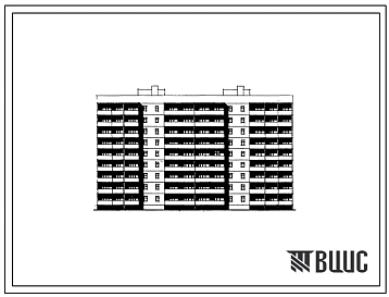 Типовой проект 96-037/2 Блок-секция рядовая 9-этажная 72-квартирная 1Б, 1Б, 2Б, 4Б (спаренная)