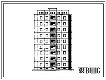 Типовой проект 121-105-79с.83 Девятиэтажный 36-квартирный точечный жилой дом с набором квартир 2Б.2Б.2Б.3Б.