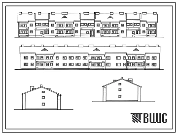 Типовой проект 114-12-186.2 Двухэтажный трехсекционный 22-квартирный жилой дом с квартирами типа 1А, 2А, 2Б, 3Б