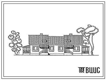 Типовой проект 181-135-165.2.87 Конструктивный вариант с чердачным перекрытием по деревянным балкам типового проекта 181-135-165/1.2 одноэтажного дома на 2 трехкомнатные квартиры (СТЕНЫ ИЗ КЕРАМЗИТОБЕТОННЫХ ПАНЕЛЕЙ)