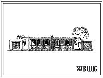Типовой проект 185-63-33с.13.86 1 этажный 2 квартирный блокированный жилой дом с 3 комнатными квартирами для индивидуальных застройщиков (для Азербайджанской ССР)