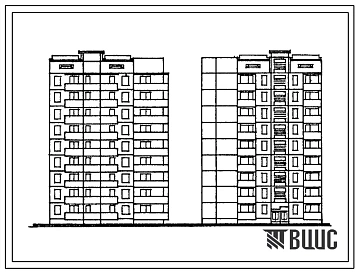 Типовой проект 135-083с.86 Девятиэтажная блок-секция поворотная с торцевым окончанием (прямая) на 18 трехкомнатных квартир типа 3Б