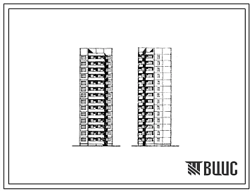 Типовой проект 134-047в.13.86 Четырнадцатиэтажный жилой блок левый на 42 квартиры. Для строительства в г.Ворошиловграде и Донецке