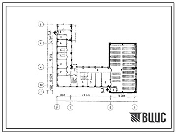 Типовой проект Б-3-522(232-2-39с) Двойное использование помещений 1 этажа универсального общественно-бытового корпуса для техникумов и профтехучилищ на 480 учащихся, (убежище на 522 человек, размеры убежища 39м на 37м, режимы вентиляции 1,2,3).