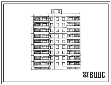 Типовой проект 90-06/1 9-этажная 36-квартирная блок-секция 2Б.2Б.2Б.3Б торцевая (левая)