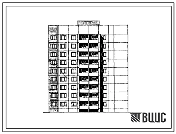 Типовой проект 91-044.85 Девятиэтажная блок-секция торцевая правая на 36 квартир. Для строительства в Курской и Белгородской областях