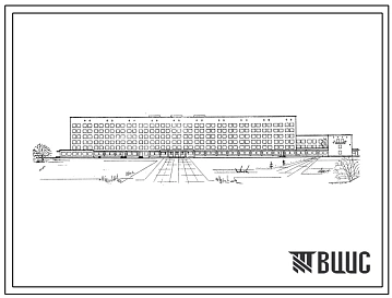 Типовой проект 254-1-2 Детская многопрофильная  больница на 300 коек с поликлиникой на 500 посещений в день. Главный корпус. Здание трёх-, шестиэтажное. Стены из кирпича