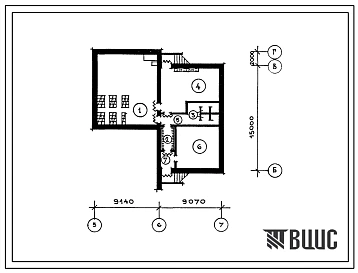 Типовой проект П-2-55(224-09-206.88) Хозяйственно-бытовые помещения подвала блока-пристройки учебных мастерских для специальной общеобразовательной школы интерната (школы), (убежище на 55 человек, размеры убежища 18,21м на 17м, режимы вентиляции 1,2).