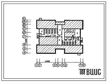 Типовой проект П-4-172(211-1-392.13.87) Хозяйственные помещения в подвале детских яслей-сада на 140 мест в конструкциях серии 1.090.1-1, (убежище на 172 человек, размеры убежища 33м на 24м, режимы вентиляции 1,2).