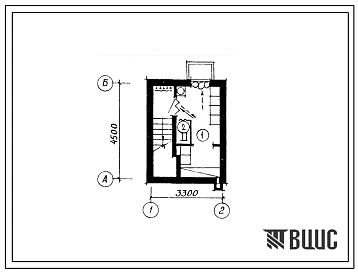 Типовой проект П-5-7(194-000-0690.87) Бытовые помещения отдельно стоящего заглубленного погреба, (убежище на 7 человек, размеры убежища 4,5м на 3,3м, режимы вентиляции 1,2).