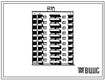 Типовой проект 67-025/1 Девятиэтажная блок-секция на 36 квартир торцовая 2Б.2Б.2Б.3Б, правая