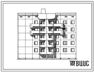 Типовой проект 112-027м.13.86 Блок-секция торцевая левая 5-этажная 19-квартирная 1Б-2Б-3Б-4Б. Для Якутской АССР