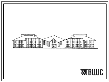 Типовой проект 223-01-611.88 Школа на 9 классов (350 учащихся). Здание двухэтажное. Стены из крупных легкобетонных блоков и кирпича.