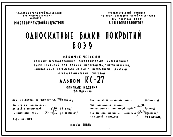 Шифр КС-27 Односкатные балки покрытий БОЭ9 (1965 г.)