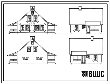 Типовой проект 144-16-85.87 Мансардный дом на 2 трехкомнатные квартиры. Общая площадь квартир 151 м2