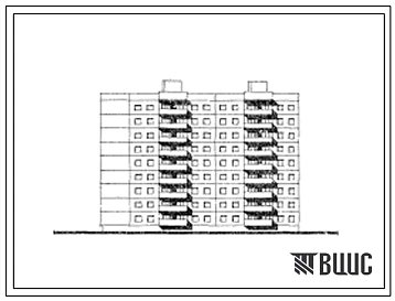 Типовой проект 106-011с Девятиэтажная каркасно-панельная блок-секция торцевая левая на 45 квартир (трехкомнатных 3Б-18, четырехкомнатных 4Б-27). Для строительства в 3 климатическом районе сейсмичностью 8 баллов