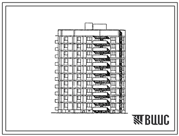 Типовой проект 81-023.13.88 Десятиэтажная блок-секция угловая левая на 50 квартир. Для Калининграда и Калининградской области