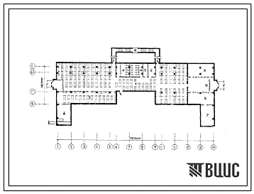 Типовой проект П-1-1770(262-21-37) Помещения стоянки автомобилей в подвале универсального административного здания (в конструкциях ИИ-04) на 600 сотрудников, (убежище на 1770 человек, размеры убежища 72м на 18м, режимы вентиляции 1,2).