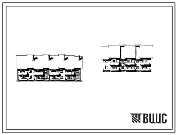 Типовой проект 204-08 Двухэтажная блок-секция рядовая торцевая на 2 квартиры (двухкомнатных 2Б-1, трехкомнатных 3Б-1). Для строительства в 1В и 1Д климатических подрайонах