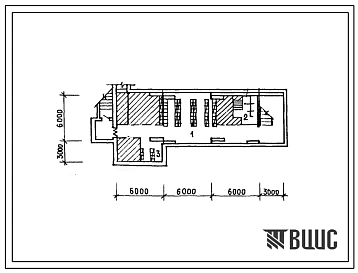Типовой проект П-4-83(416-4-107.86) Помещения подвала здания бытовых помещений на 150 рабочих с буфетом, приспосабливаемые под ПРУ (убежище на 83 человек, размеры убежища 21м на 9м, режимы вентиляции 1,2).