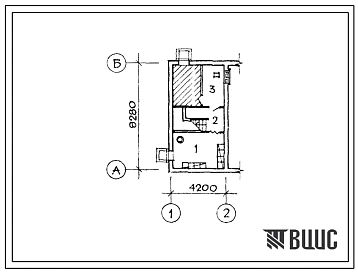 Типовой проект П-3-10(144-000-481.13.86) Хозяйственно-бытовые помещения в подвале одноквартирного 3-комнатного жилого дома с мансардой и железобетонными перекрытиями, (убежище на 10 человек, размеры убежища 8,28м на 4,2м, режимы вентиляции 1).