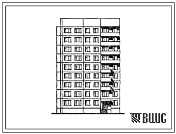Типовой проект 185-07.13.86 Блок-секция 9-этажная 35-квартирная торцевая левая 1-1-2-2. Для строительства в г.Северодвинске.