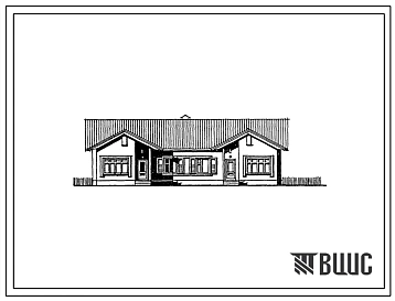 Типовой проект 183-221-14.13.87 Одноэтажный двухквартирный жилой дом с 2-комнатныи квартирами, сблокированный с хозяйственной постройкой со стенами из газосиликатных блоков для строительства в Московской области