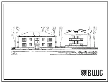 Типовой проект 114-12-87 Двухэтажный односекционный восьмиквартирный жилой дом (двухкомнатных-6, трехкомнатных-2). Со стенами из кирпича. Для строительства в Белорусской ССР.